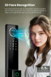 Cerradura Inteligente Tediton-H01 (Al.Aluminio Bt. Litio) 7en1 Facial 3D / Palma / Huella / Audio Intercomunicador - Imagen 2