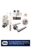 Kit Cerradura KL de Alta Seguridad 4 Bulones/Llave Multipunto/Manijas y Escudo Anti Taladro Macizo - Imagen 8